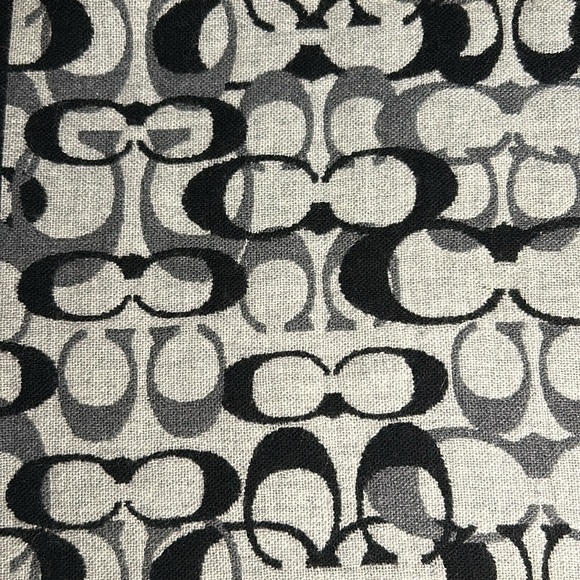 Coach ~Optic Black + Gray Signature C Wool/Cashmere Reversible 72” Scarf Muffler - Picture 9 of 12